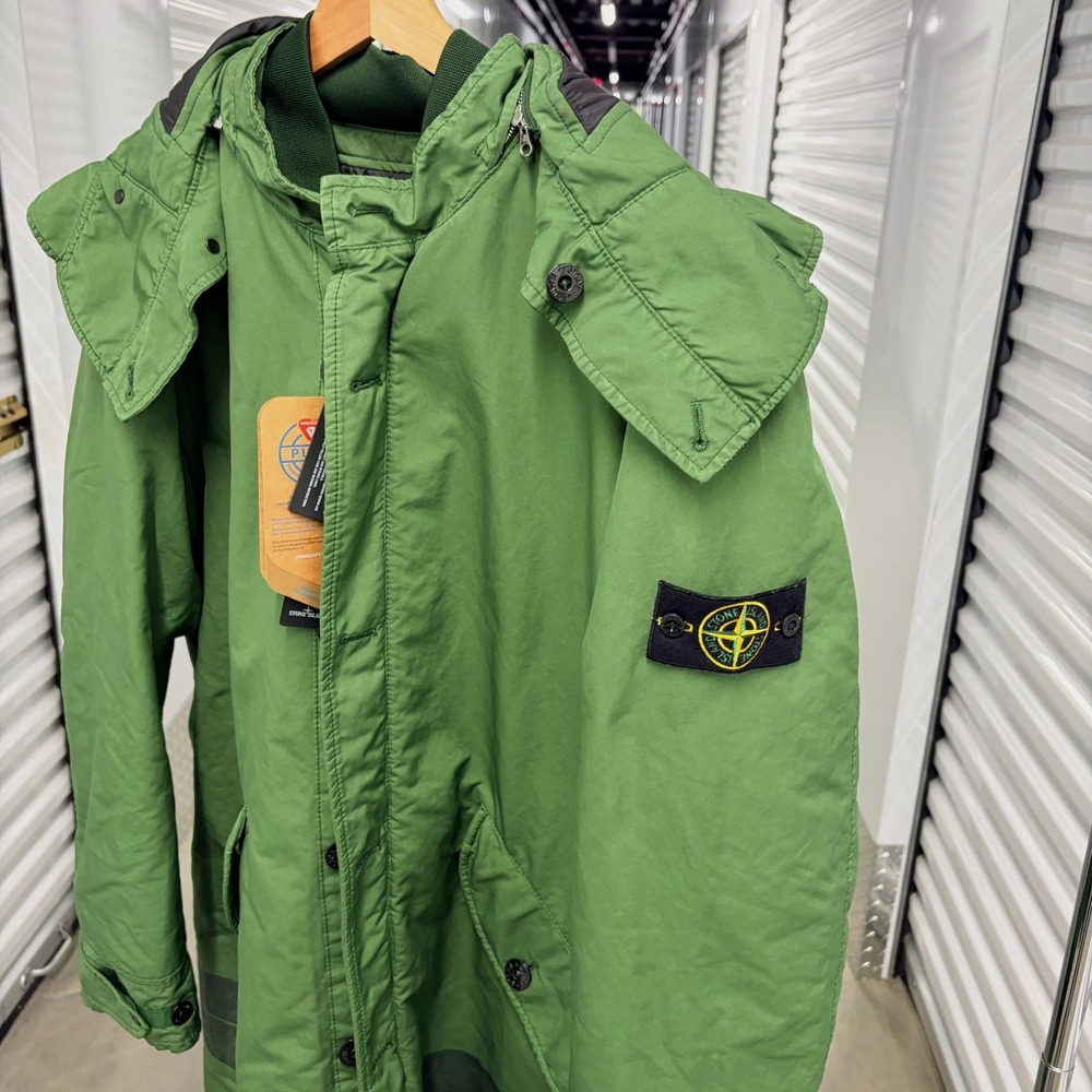 NWT! Stone Island Green Primaloft Long Parka Jacket Back Logo Made in Italy L